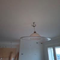 Lampadario a disco  vetro lavorato