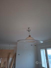 Lampadario a disco  vetro lavorato