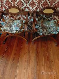 COPPIA DI ANTICHE SEDIE SAVONAROLA DEG