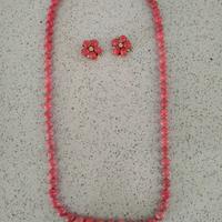 Parure collana ed orecchini in perle sint. rosa