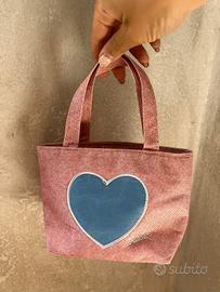 borsa Barbie rosa in tessuto – cuore applicato, st
