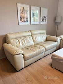 DIVANO 3 posti 233cm in pelle bianco panna (usato)