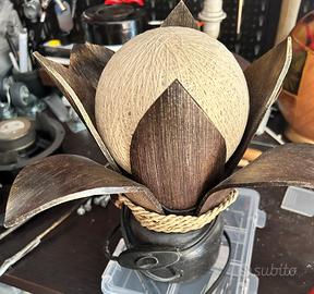 abat-jour in legno foglie di cocco