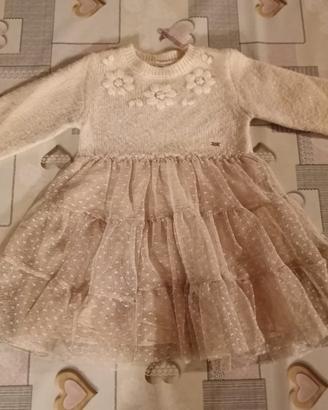 Vestito Mayoral tricot e tulle 3 anni 98cm 
