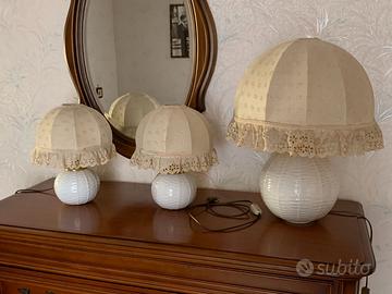 TRIS LAMPADE IN CERAMICA COMPLETE CON PARALUME