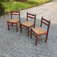 3 sedie vintage in legno con seduta in paglia