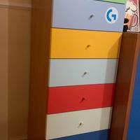 Cassettiera settimino con ampi cassetti colorati