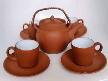 Teiera + 4 Tazze con piattino Tokoname Japan