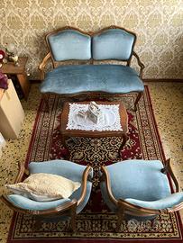 SALOTTINO VINTAGE IN VELLUTTO AZZURRO