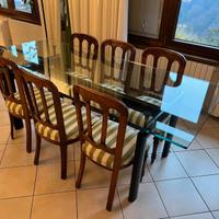 Tavolo Le Corbusier LC6 e 6 sedie milanesine