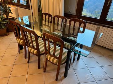 Tavolo Le Corbusier LC6 e 6 sedie milanesine