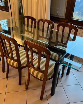 Tavolo Le Corbusier LC6 e 6 sedie milanesine