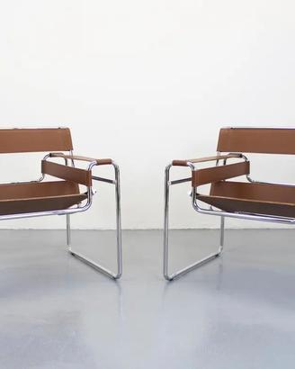 KNOLL Wassily UNA Poltrona NUOVA in cuoio marrone