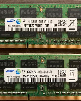 N.2 Ram Samsung M471B5273DH0-CH9 4Gb PC3-10600S
