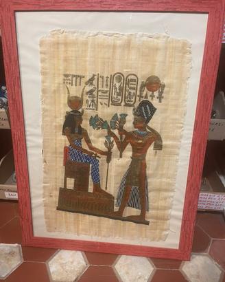 DIPINTO SU PAPIRO EGIZIANO CON CORNICE 55X75