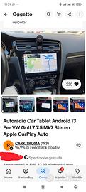 stereo car tablet android 13 per VW Golf 7/7.5 Mk7