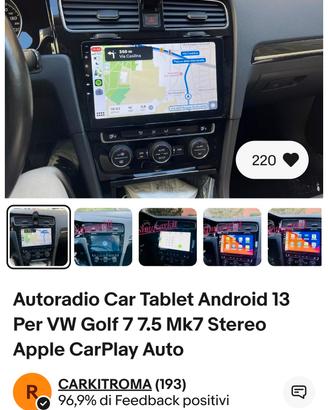 stereo car tablet android 13 per VW Golf 7/7.5 Mk7