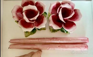 set di 2 candelieri in ceramica dipinto a mano 👇