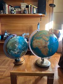 2 mappamondi vintage con luce – stile retrò