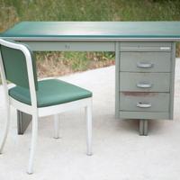 Scrivania industriale  stile Gio Ponti con sedia