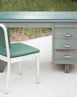 Scrivania industriale  stile Gio Ponti con sedia