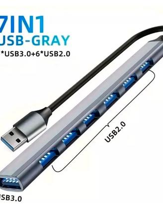 Hub 7 in 1 A Torre USB Type-c Adattatore Multiport