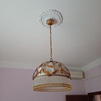 lampadario con foglia oro e perline