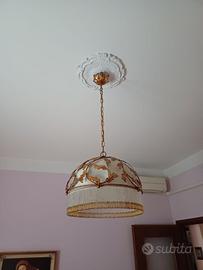 lampadario con foglia oro e perline