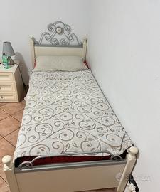 LETTO SINGOLO - GIROLETTO IN LEGNO BIANCO E FERRO