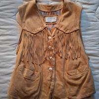 GILET IN VERA PELLE SCAMOSCIATO STILE COUNTRY