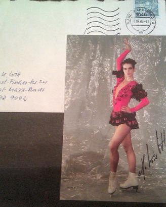Cartolina autografata katarina witt con busta
