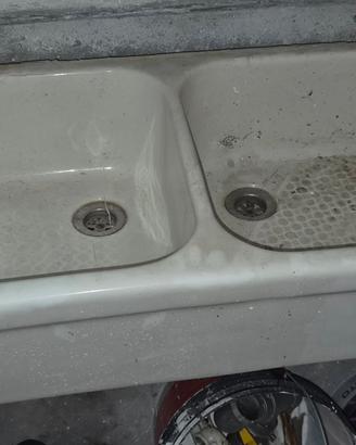 lavello vintage 2 vasche in ceramica/pilozza  