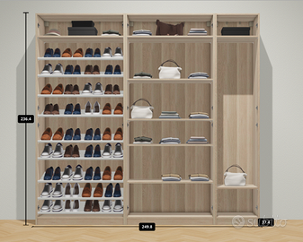 Armadio lavanderia IKEA PAX rovere, 5 ante, 250x35