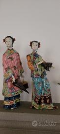 coppia statuine porcellana cinese Shiwan