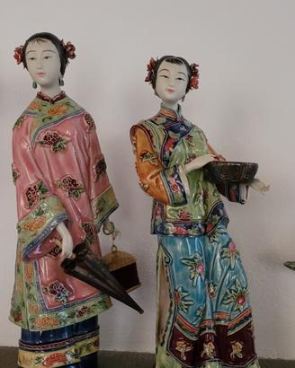 coppia statuine porcellana cinese Shiwan