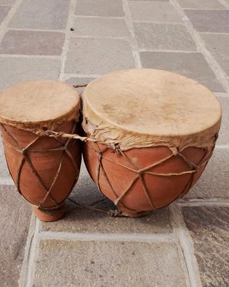 Coppia Tamburi Terracotta e Pelle