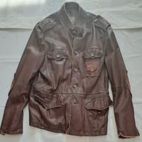 Giacca estiva in pelle marrone taglia 52
