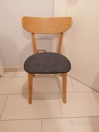 Set di 4 sedie legno/tessuto