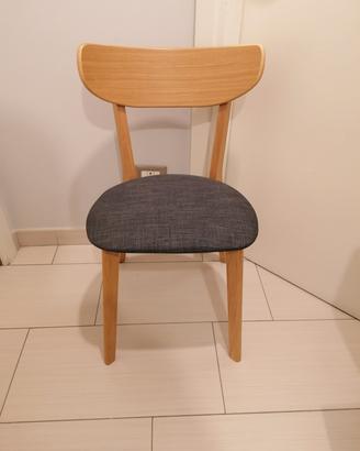 Set di 4 sedie legno/tessuto