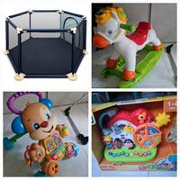 box bimbi, cavallo dondolo, girello, gioco fattori