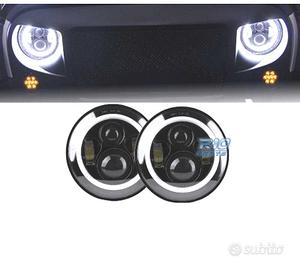 FARI PER JEEP WRANGLER 96-18 ANGEL EYES LED NERO