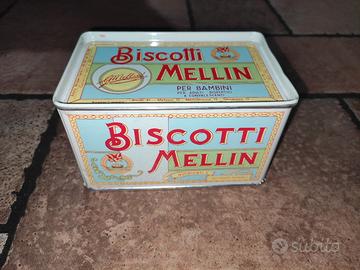 Scatola di latta vintage biscotti Mellin