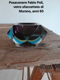 Posacenere vetro sfaccettato di Murano