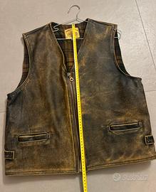 Gilet Biker Uomo Vera Pelle Marrone