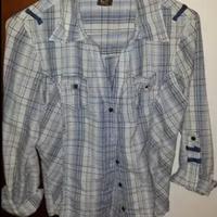 Camicia BSK by Bershka, taglia L, a quadri bianco