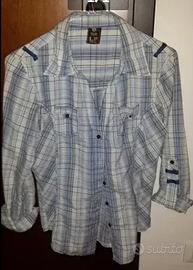 Camicia BSK by Bershka, taglia L, a quadri bianco