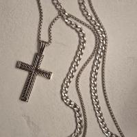 Doppia collana uomo acciaio