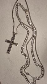 Doppia collana uomo acciaio