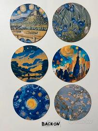 Set da 6 pezzi quadretti tondi in legno van gogh