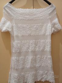 Top bianco in pizzo elasticizzato